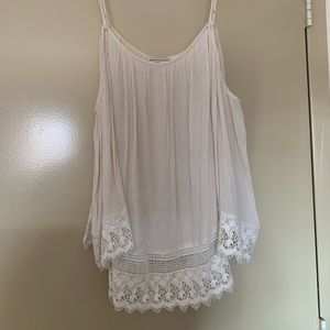 White Cold Shoulder Lace Blouse